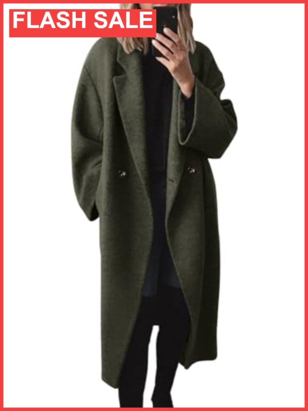 Women's Winter Double Breasted Wool Coat Long Sleeve Notch Lapel Trench Coat